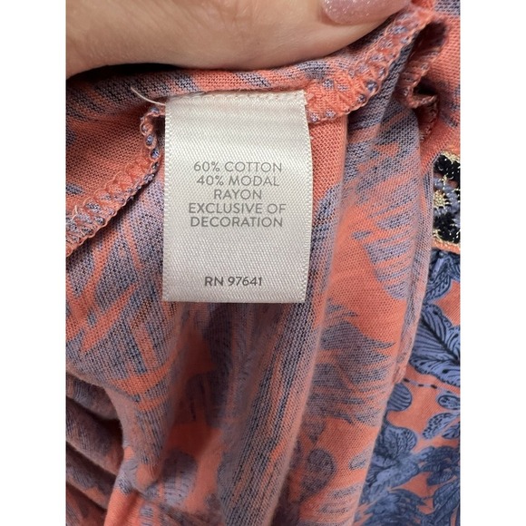 J. Jill Boho Floral Embroidered V-Neck 3/4 Sleeve Tunic Top Women's Size Small - Picture 12 of 13